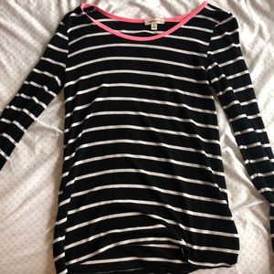 Black, white, and pink stripped long sleeve shirt